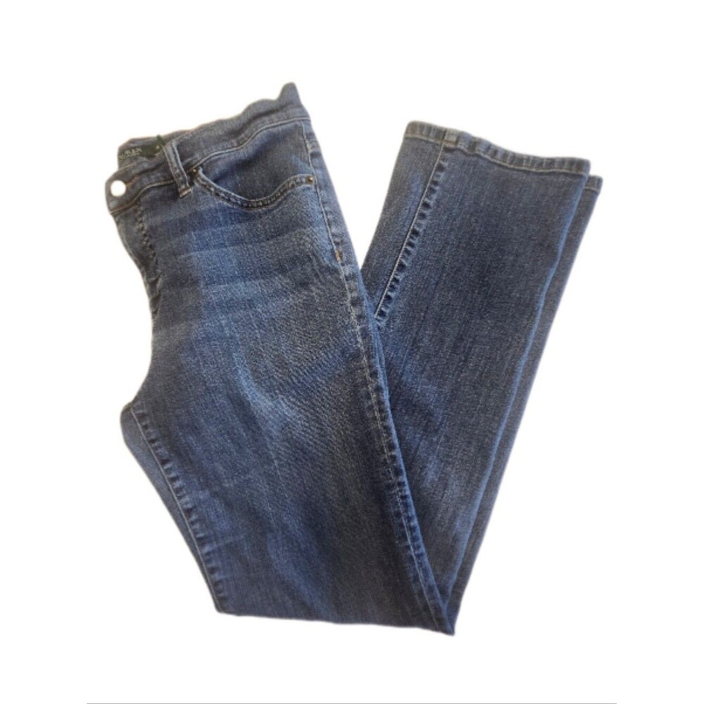 Lauren Ralph Lauren Mid Rise Medium Blue Straight Leg Denim Jeans, 10